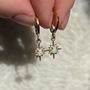 Gold & Opal North Star Earrings